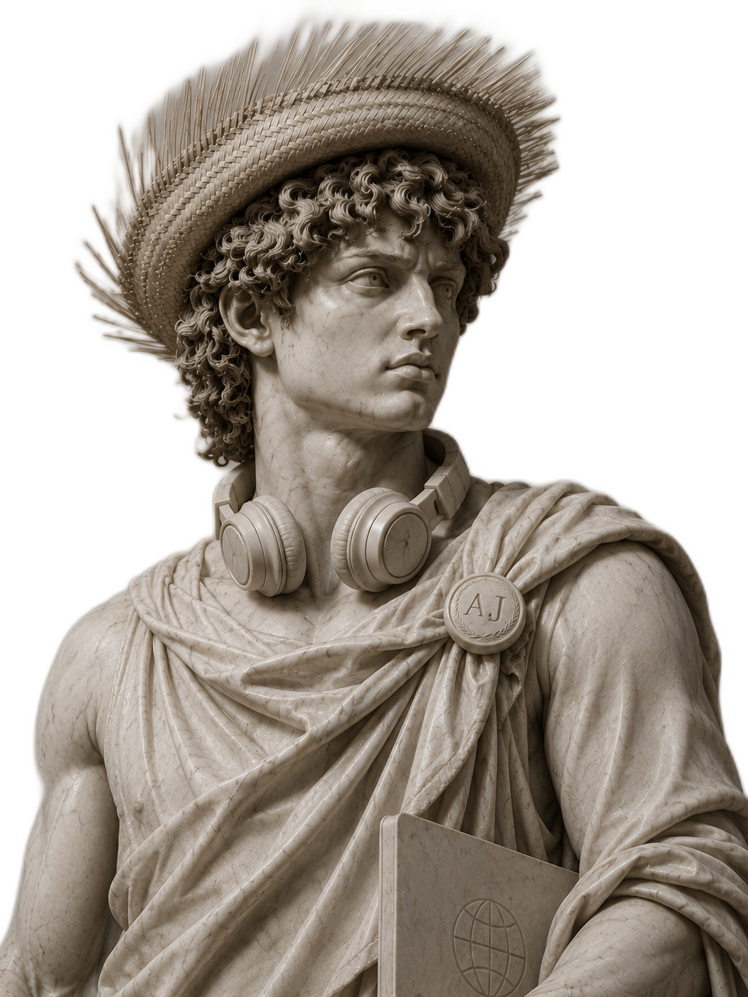 Escultura clásica con audífonos — Agustín Jordan